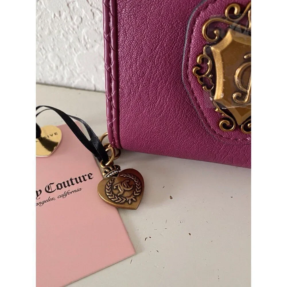 Juicy Couture Juicy Romance Coin Zip Around Wallet Plum Berry NEW‎